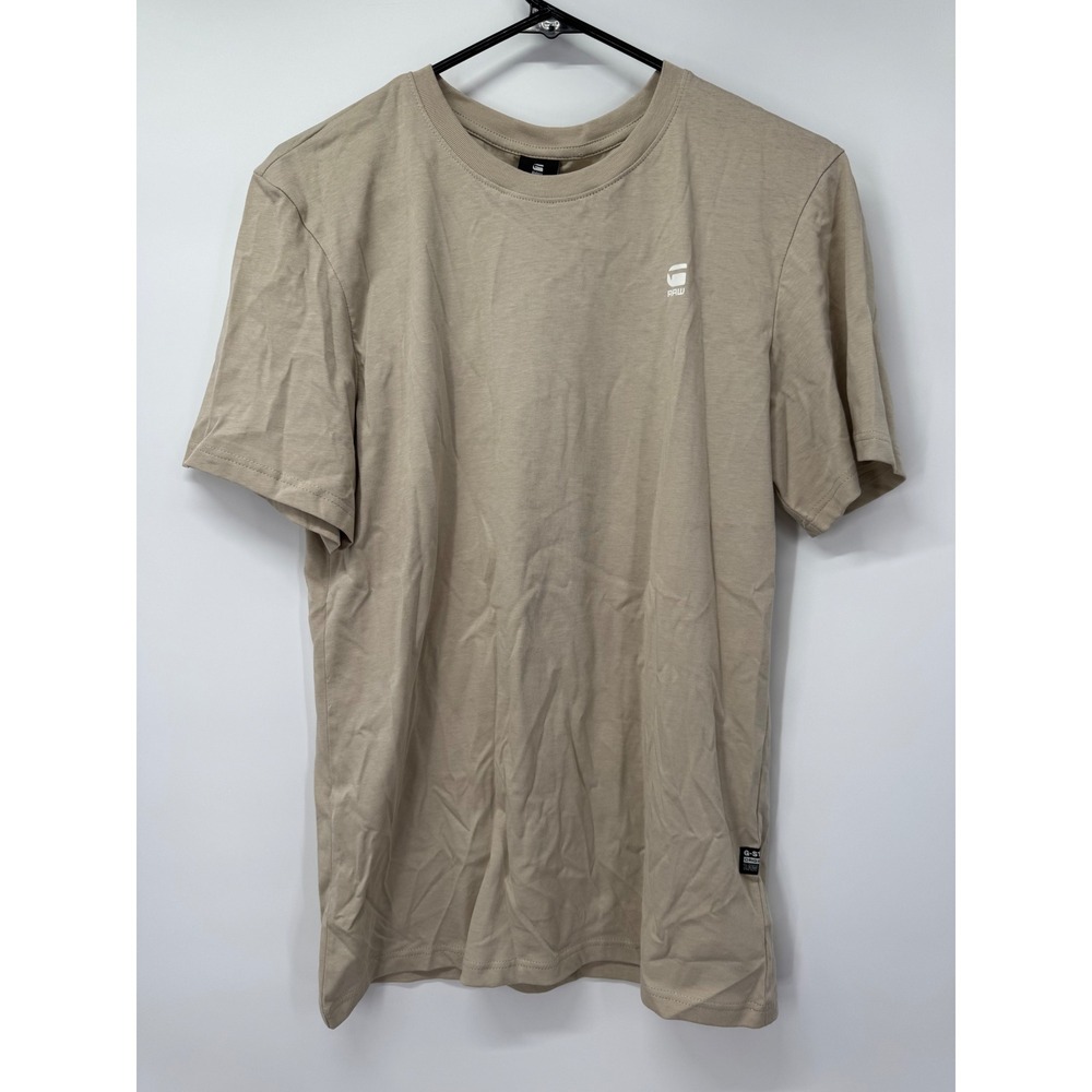 G-Star RAW Slim Cotton Short Sleeve T-Shirt Men's Medium DK Brick Beige Logo Top